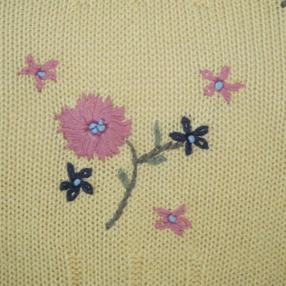 Vintage 80s Floral Embroidered Cotton Knit Sweater Medium - Picture 2 of 10